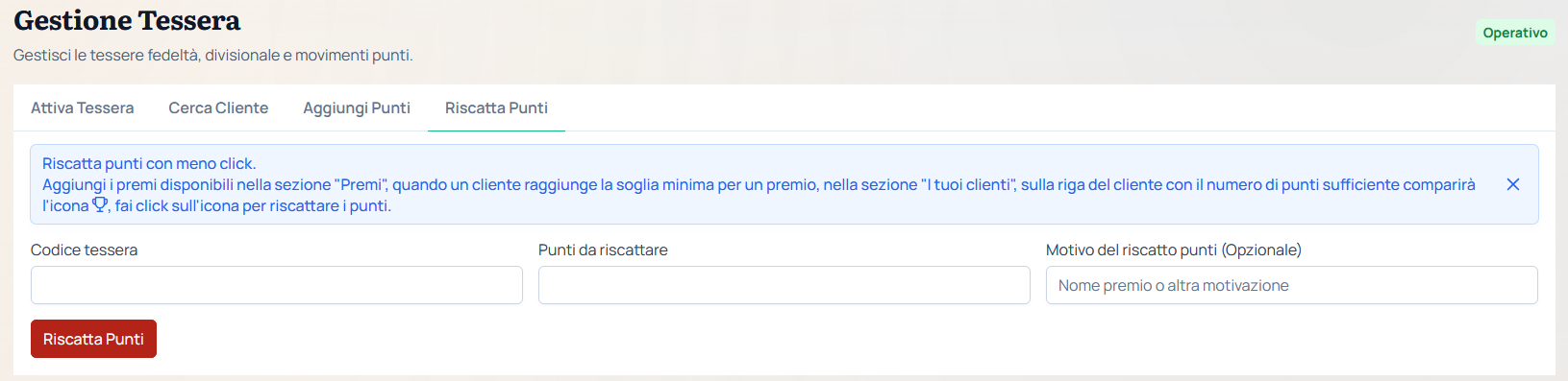 Riscatto punti in Loymatic senza causale o con causale personalizzata